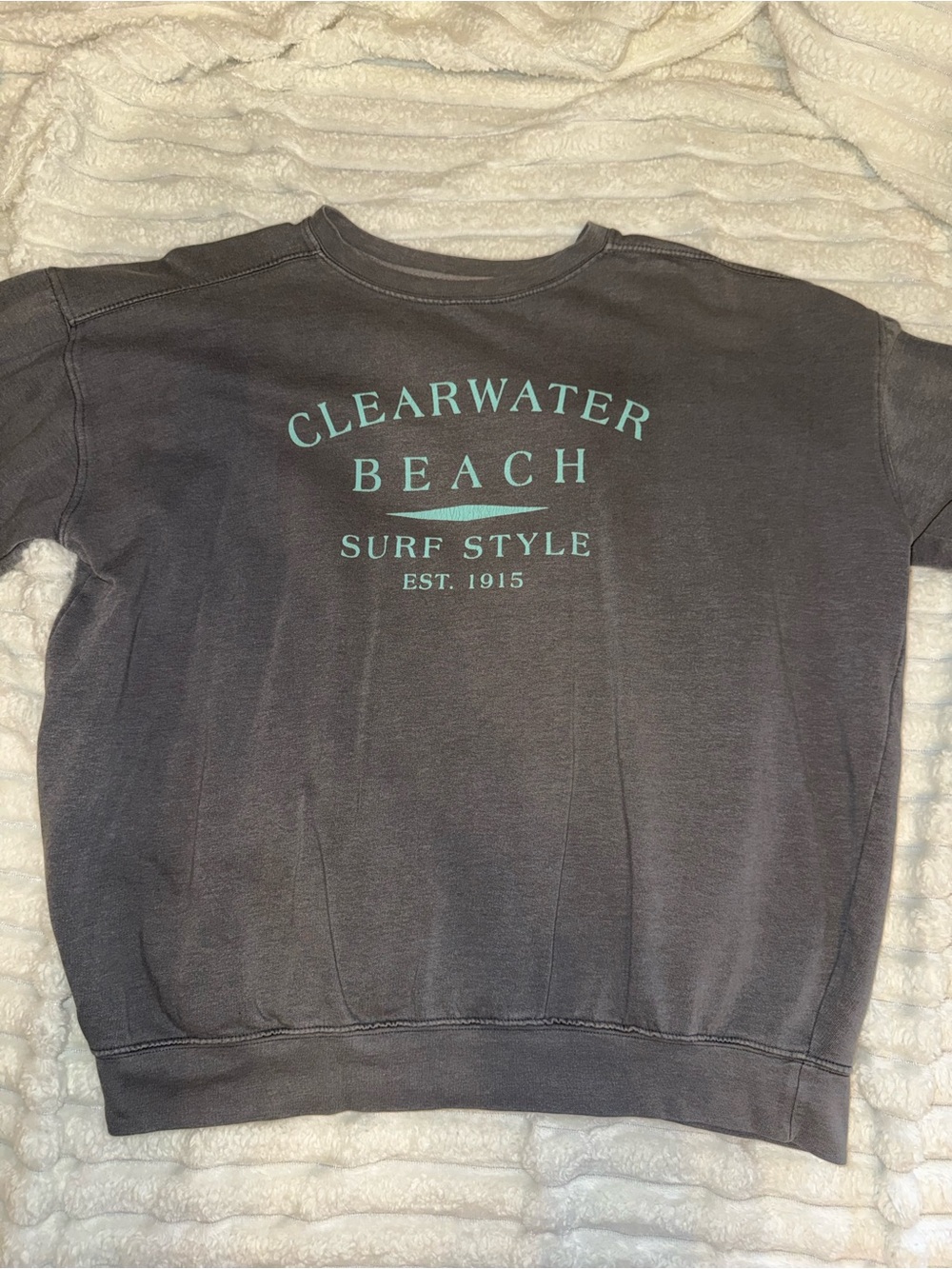 Clearwater Beach Surf Style Pullover - Charcoal with Mint Text